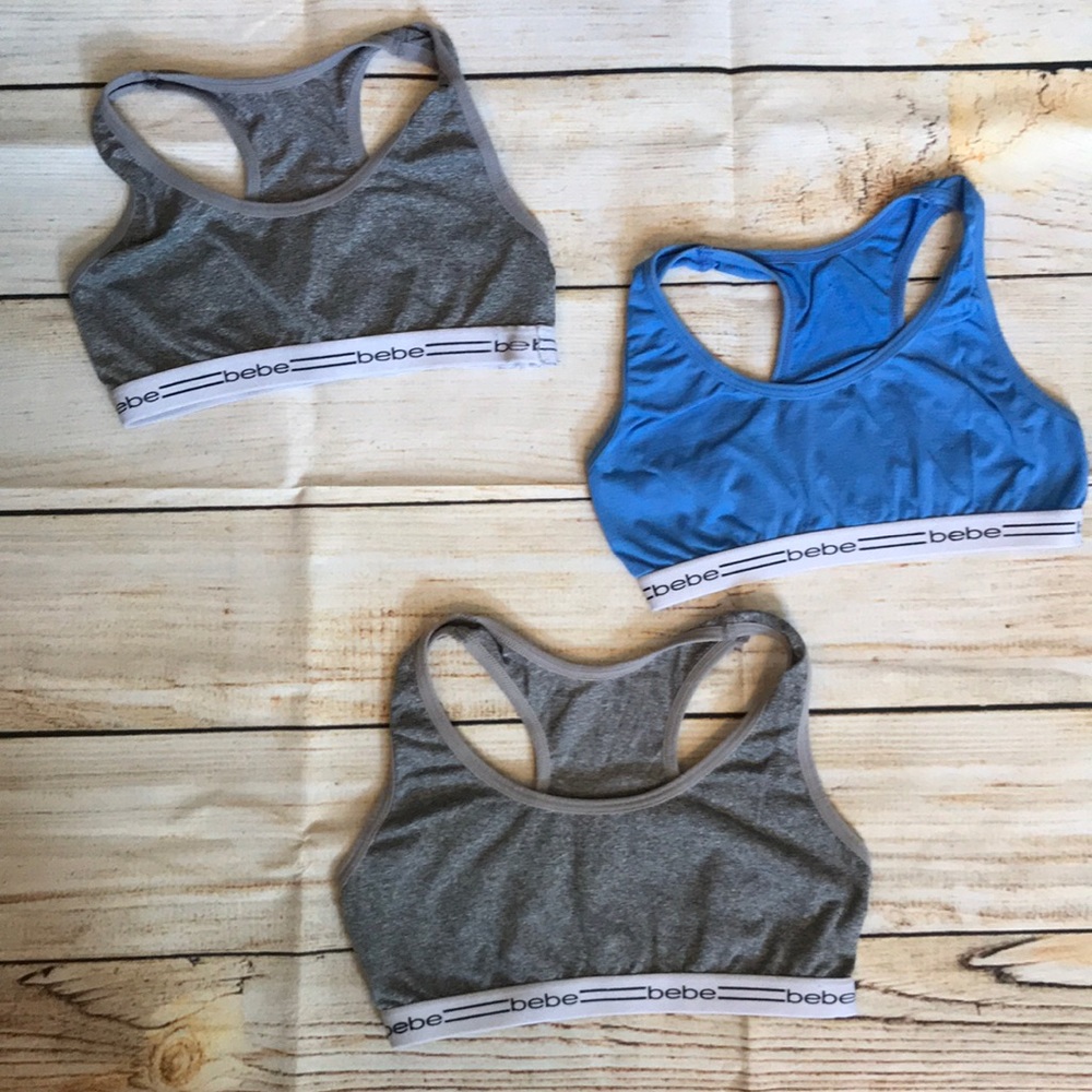 Set of three Bebe girl sports bras